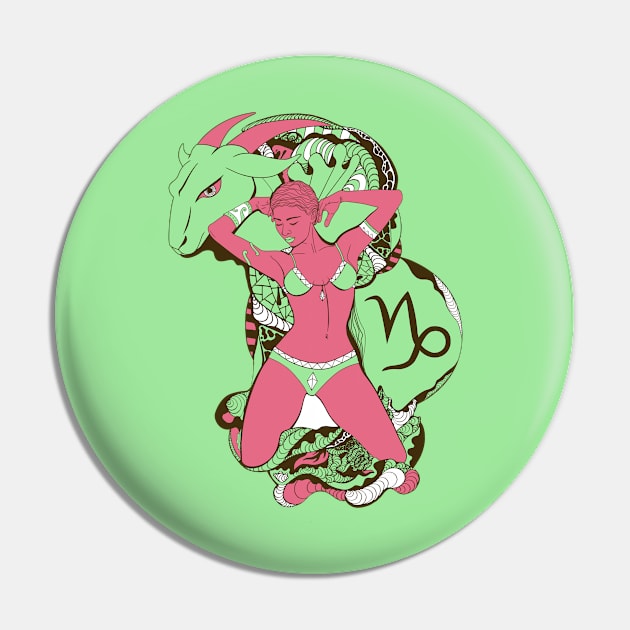 Pink Mint Capricorn Beauty Pin by kenallouis