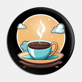 Hot coffee cup with steam Pin