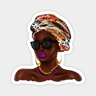 African Melanin Woman, African Pattern, Black Beauty Magnet