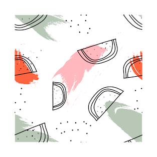 Abstract design and doodle watermelon slice with bones T-Shirt