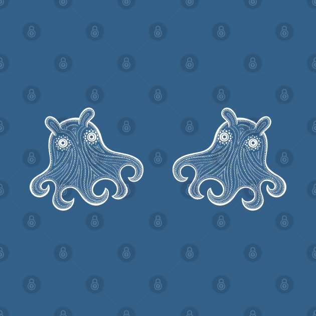 Flapjack Octopuses in Love - cute octopus design - dark colors by Green Paladin