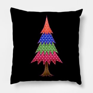 Merry Christmas Colorful Tree Pillow