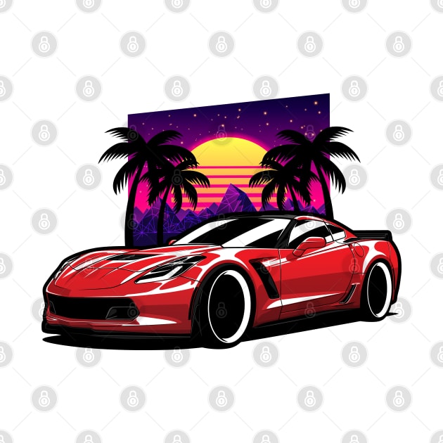 Red Corvette Z06 Retro Style by KaroCars