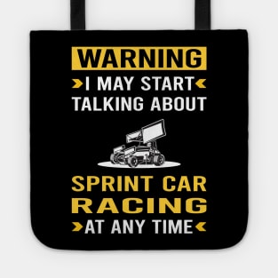 Warning Sprint Car Cars Racing Tote