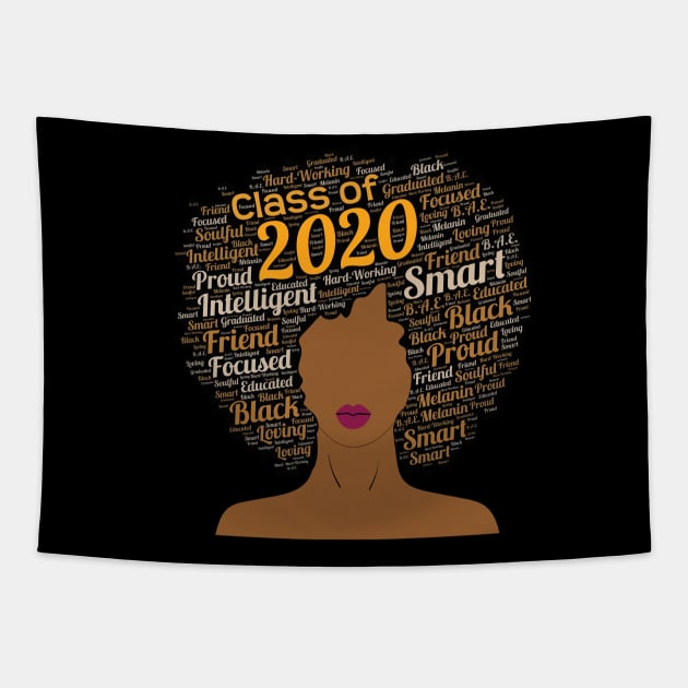 Class of 2020 Afro Typography Art Tapestry by blackartmattersshop