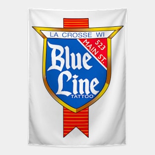 Blue Line Tattoo Beer Style logo Tapestry