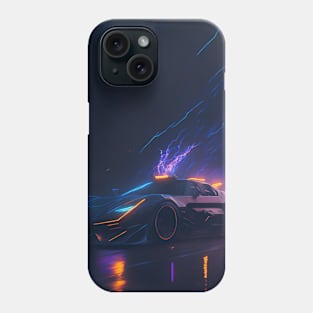 Dark Neon City Sports Car Phone Case