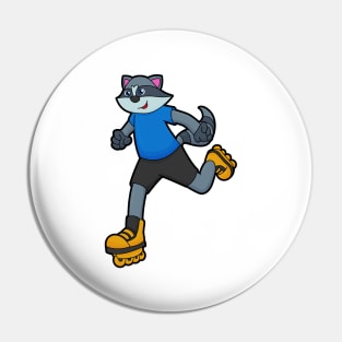 Racoon as Skater with Inline skates Pin