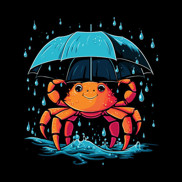 Crab Rainy Day With Umbrella by JH Mart