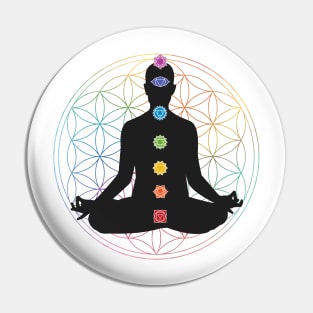 Flower of Life Chakra Healing Meditation Pin