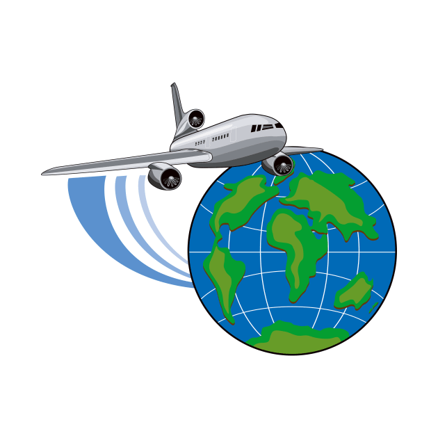 Commercial Jet Around World Retro by retrovectors