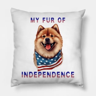 Chow Chow Funny USA Flag 4th of July Fur Of Independence Pillow