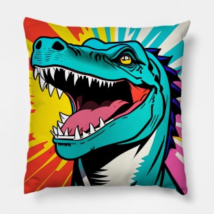 Modern Abstract Pop Art Style Laughing T-Rex Drawing Pillow