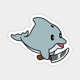 Dolphin with knife! Magnet