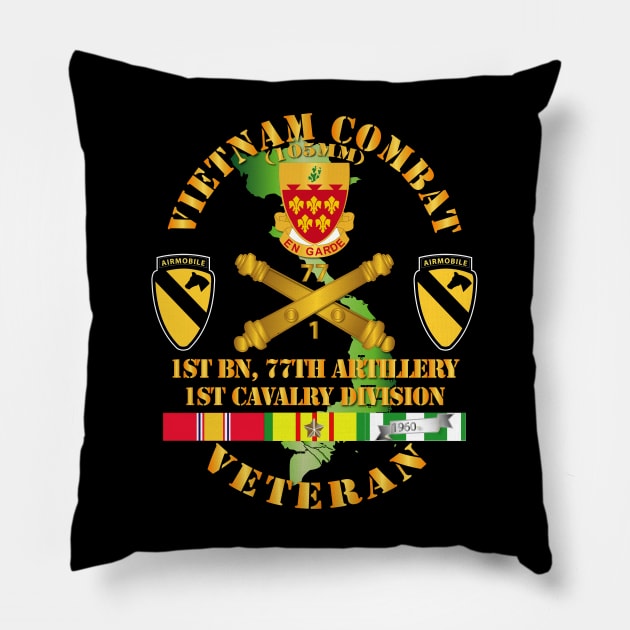 Vietnam Combat Veteran w 1st Bn 77th Artillery DUI - 1st Cav Div - V1 Pillow by twix123844