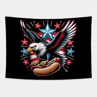 4th of july men women Hot Dogs And Freedom Patriotic Tapestry