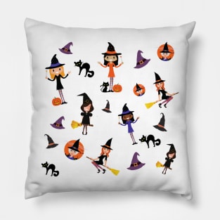 Cute Witch Pattern - Orange Pillow