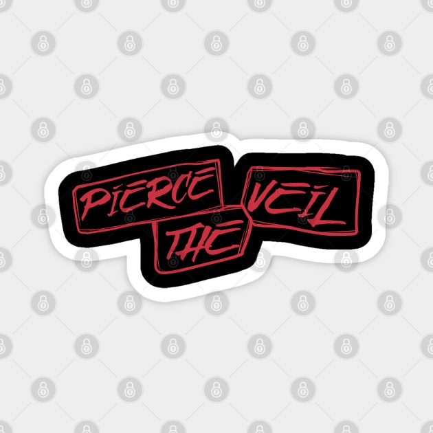 Pierce The Veil1 Red Typograph Magnet by OnimakoArt