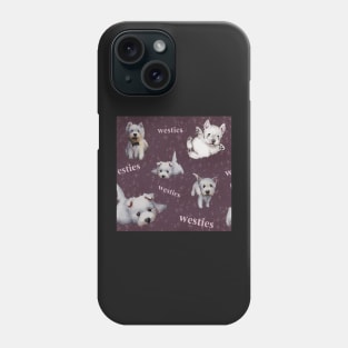 Westies mom dark purple pattern Phone Case