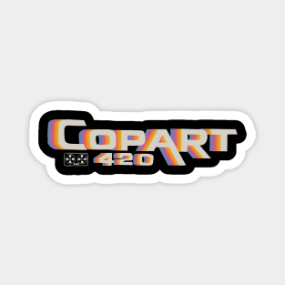 CopARt420 logo. White on Black VHS Design Magnet