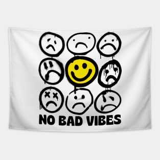 Emoji Smiling Graffiti No Bad Vibes Tapestry