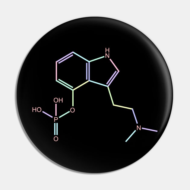 Psilocybin Kawaii Pastel Rainbow Molecule Pin by ChemECool