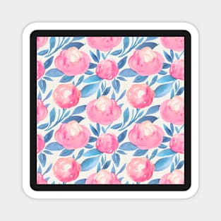 Bold Pink Watercolor Floral Magnet