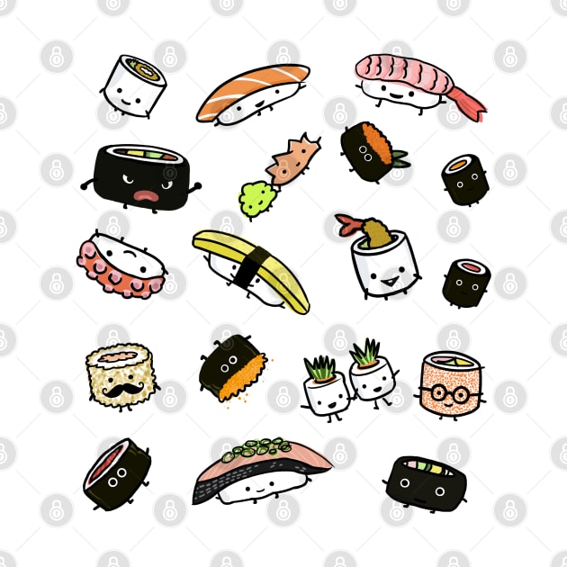 Kawaii Sushi Characters by Coffee Squirrel