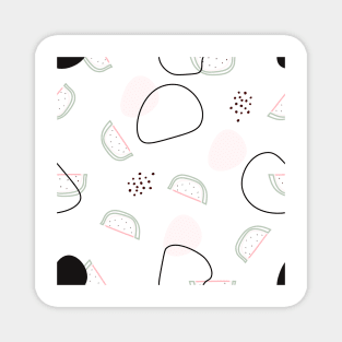 Abstract design and doodle watermelon slice with bones Magnet