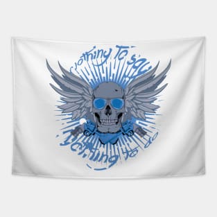 Nothing To Say Nothing To Do Skull Wings and Guns Tapestry