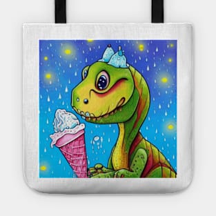 happy dinosaur love ice cream Tote