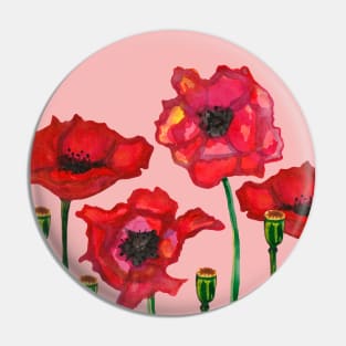 Red decorative poppy flowers Pin