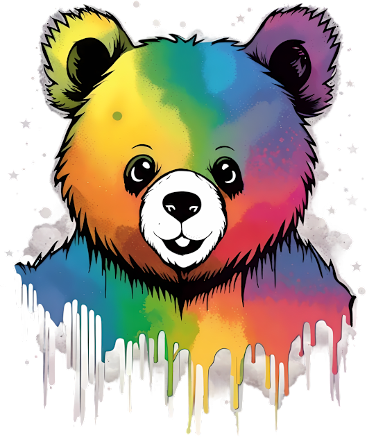 Charming Rainbow Bear Grunge Kids T-Shirt by trubble