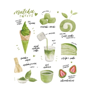 Matcha Sweets Watercolour Painting T-Shirt