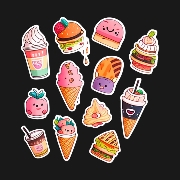 #2 Cute happy food sticker pack by KawaiiFoodArt