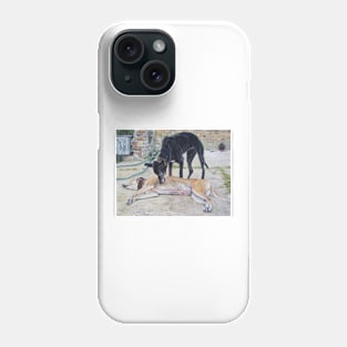 greyhound dogs scenic landscape realist art Phone Case