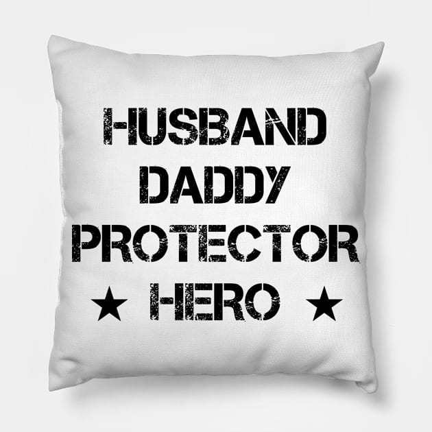 Husband Daddy Protector Hero Fathers Day Funny Gift Pillow by karascom