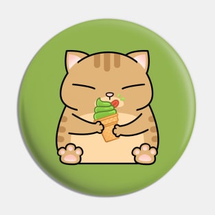 Chubby Cat Matcha Ice Cream Pin
