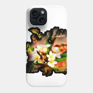 Beautiful tropical flowers on black Phone Case