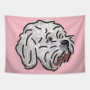 Bichon Frise Mix Dog Portrait Pink Tapestry