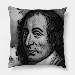 Blaise Pascal Black And White Portrait | Blaise Pascal Artwork Pillow