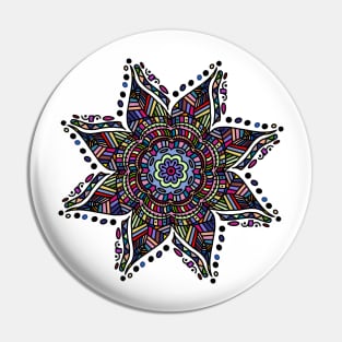 Rainbow Mandala flower graphic design pattern Pin