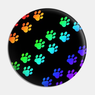 Black rainbow paw prints Pin