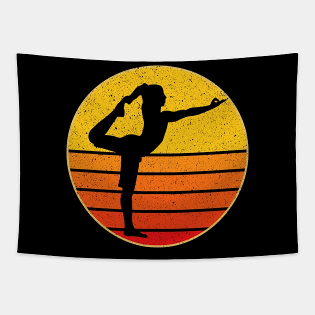 Vintage Workout Retro Yoga Sunset Namaste Silhouette Tapestry by VDK Merch