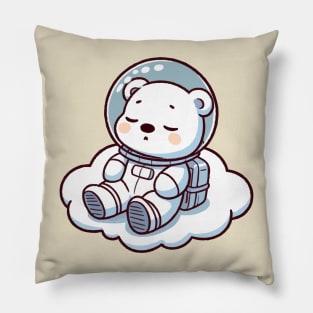 cute astronaut polar bear on clouds Pillow