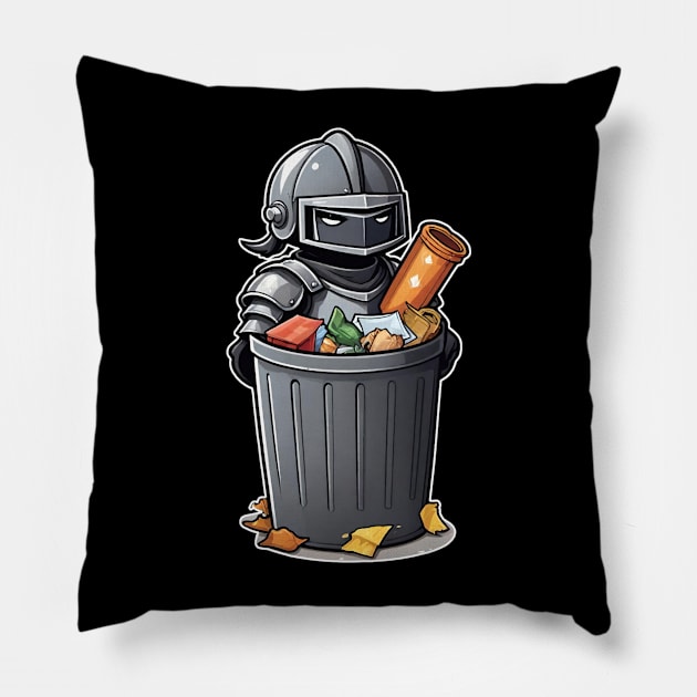 Garbage Knight 1 Pillow by Grave Digs