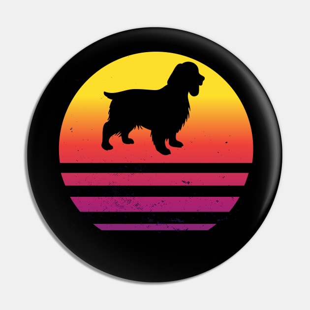 English springer Retro Vintage Silhouette Dog Breed Gift Pin by madani04