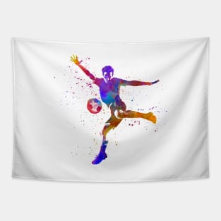 Soccer player in watercolor Tapestry