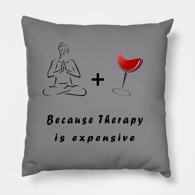 Yoga and Wine Tee Shirt Pillow by top_co_clothing