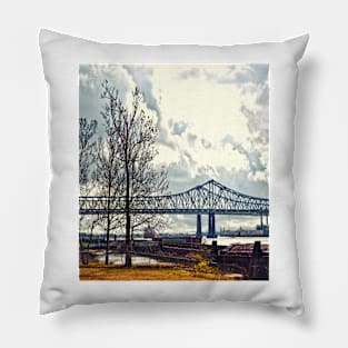 Crescent City Connection Bridge in Winter Pillow